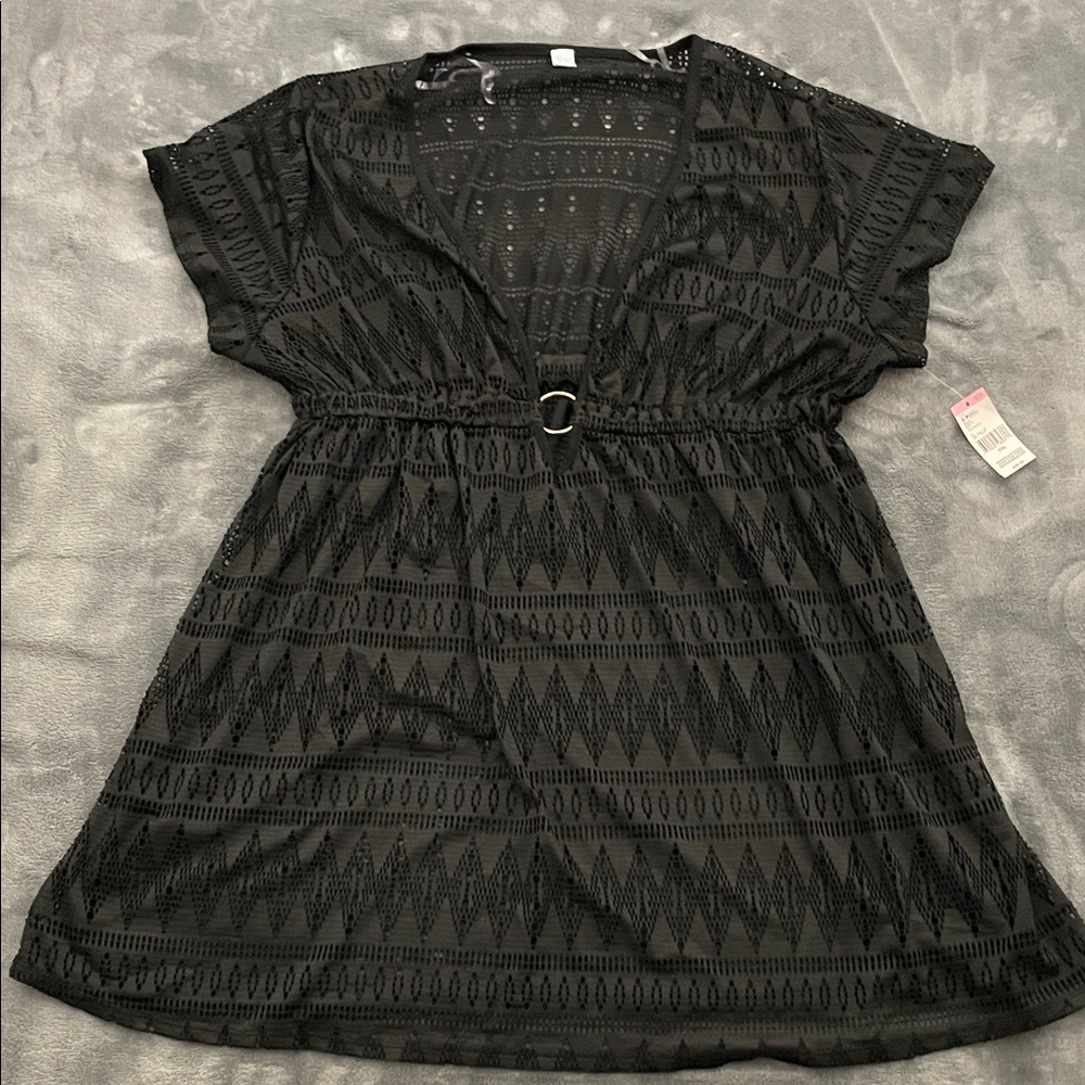 Tropical Escape Black Swimwear Coverup